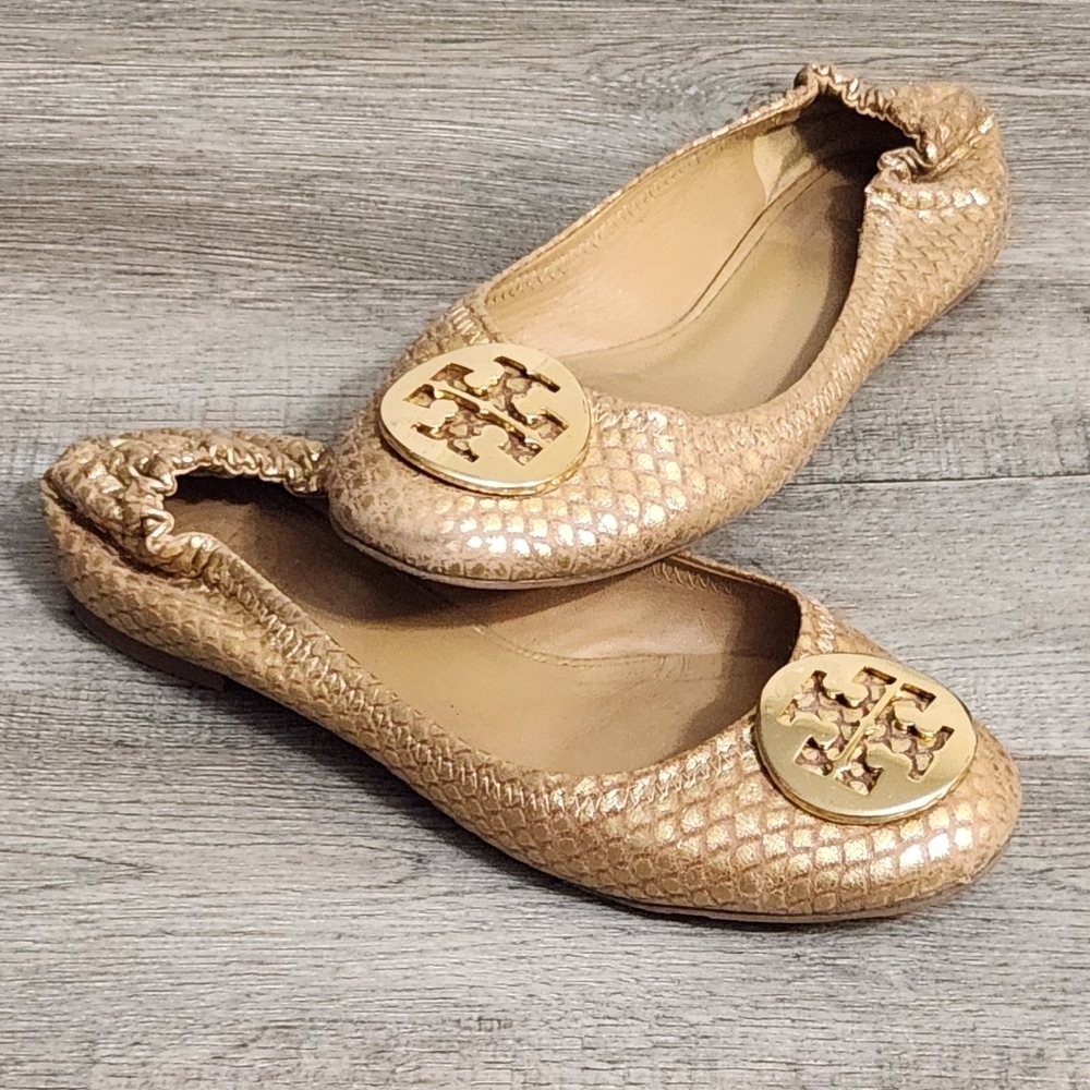 Tory Burch Reva Python Leather Flats - image 1